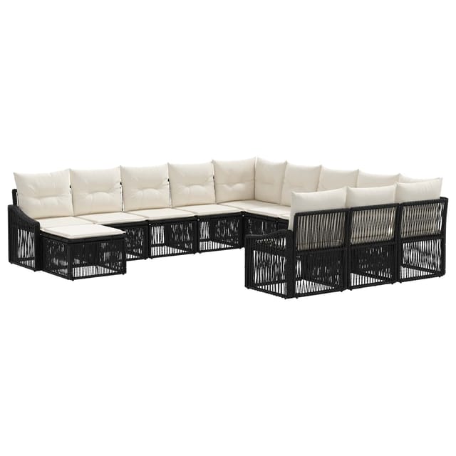 vidaXL Gartensofa-Set 12-Tlg Schwarz Poly-Rattan 3436210