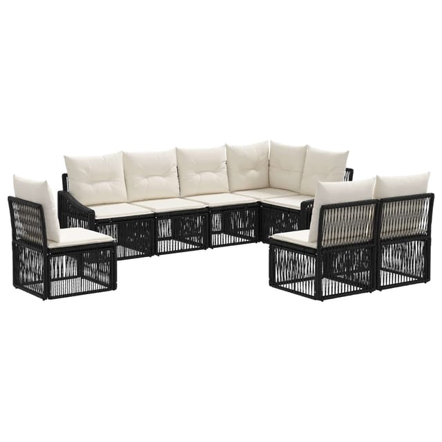 vidaXL Gartensofa-Set 8-Tlg Schwarz Poly-Rattan 3436021