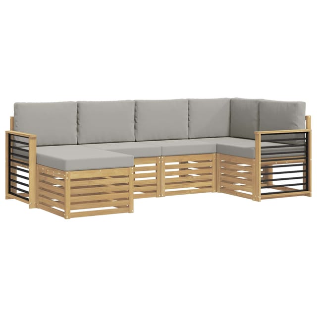 vidaXL Outdoor-Sofagarnitur 6 Stk Weiß und Hellgrau Polyester 3392126