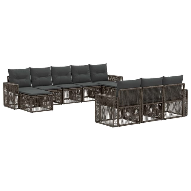 vidaXL Gartensofa-Set 10-Tlg Grau und Dunkelgrau Poly-Rattan 3435257