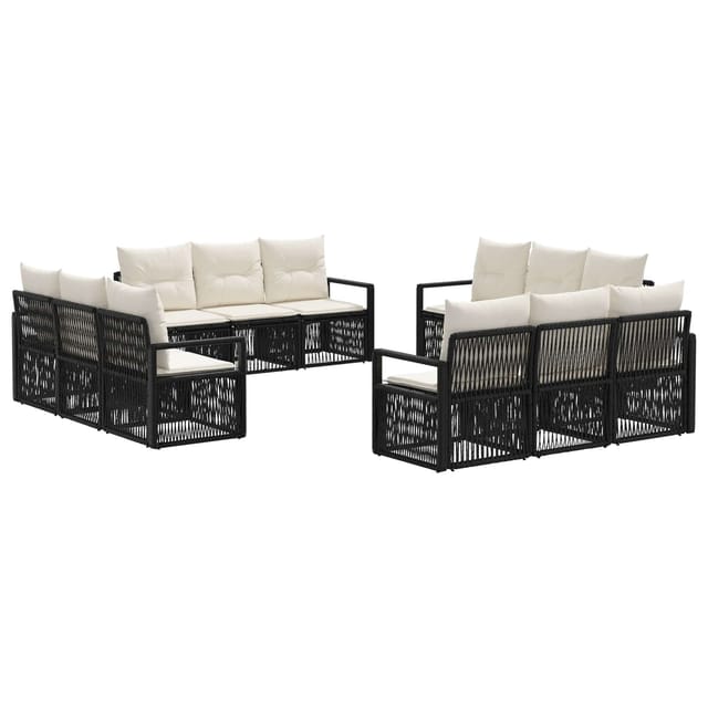 vidaXL Gartensofa-Set 12-Tlg Schwarz Poly-Rattan 3435661