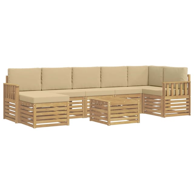 vidaXL Outdoor-Sofagarnitur 7-Tlg Weiß und Beige 59 x 59 x 37 cm 3392228