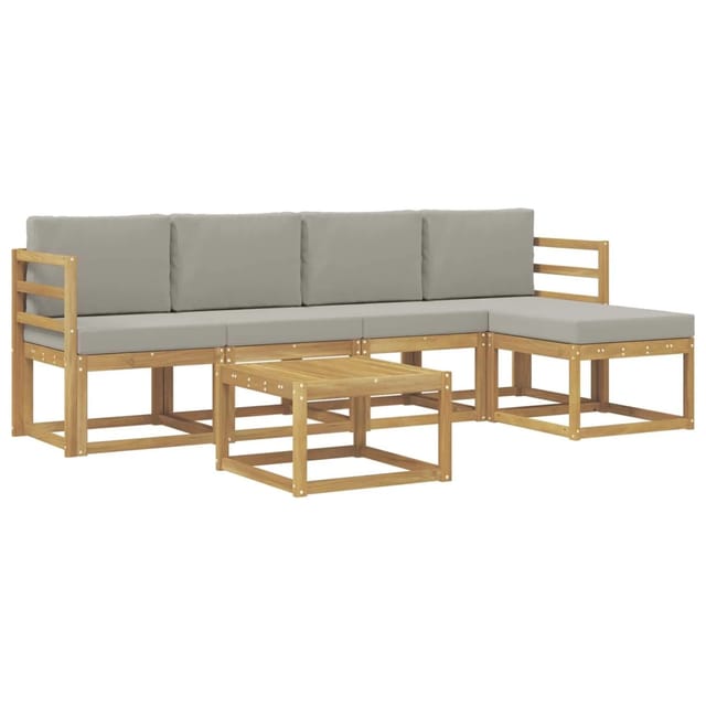 vidaXL Outdoor-Sofagarnitur 6-Tlg Weiß und Hellgrau 59 x 59 x 37 cm 3387510