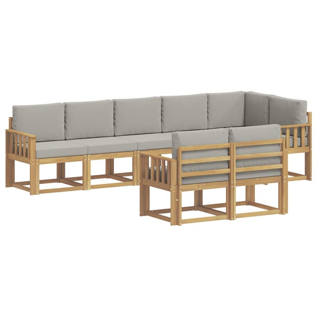 vidaXL Outdoor-Sofagarnitur mit Kissen 8-Tlg Weiß und Hellgrau 3387800