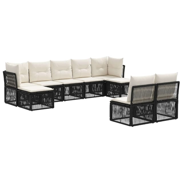 vidaXL Gartensofa-Set 9-Tlg Schwarz Poly-Rattan 3434350
