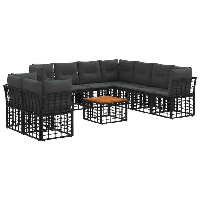 vidaXL Outdoor-Sofagarnitur 10 Stk Schwarz und Dunkelgrau Polyester 3437501