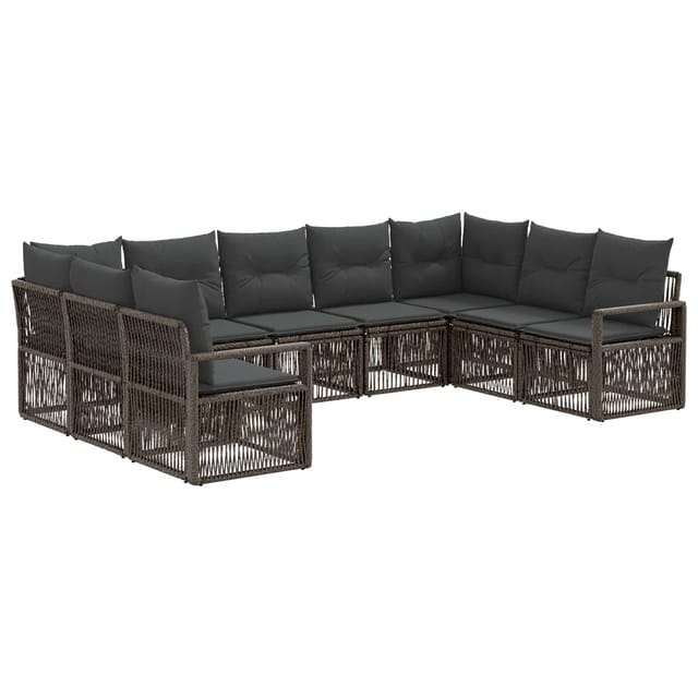 vidaXL Gartensofa-Set 9-Tlg Grau Poly-Rattan 3435815