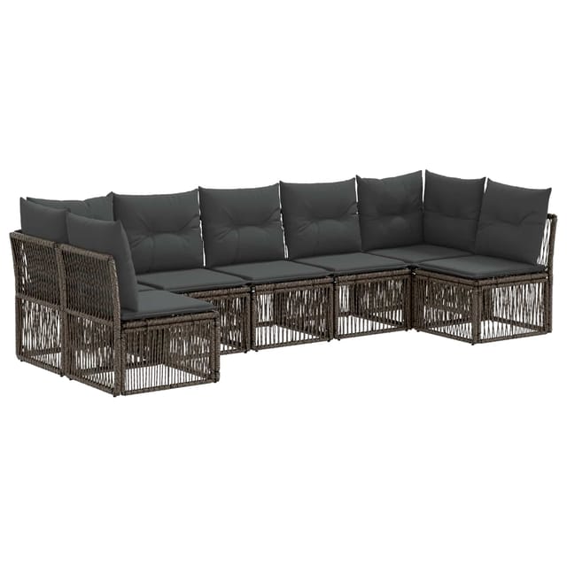 vidaXL Gartensofa-Set 7-Tlg Grau Poly-Rattan 3434165