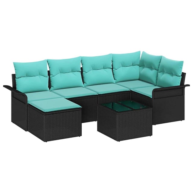 vidaXL Gartensofa-set mit Speicher 7 Stk Schwarz Poly-Rattan 3354115
