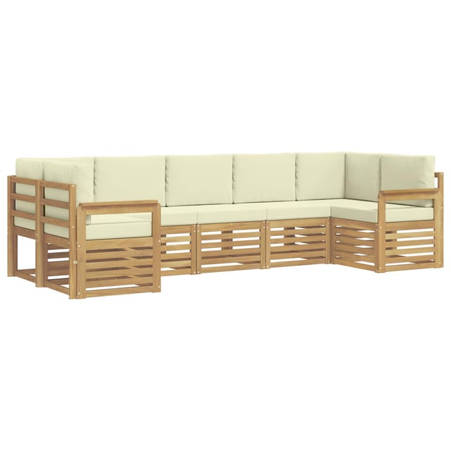 vidaXL Outdoor-Sofagarnitur 6-Tlg Weiß und Creme 304 x 128,5 x 73 cm 3392420