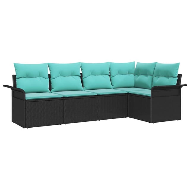 vidaXL Gartensofa-set mit Speicher 5 Stk Schwarz Poly-Rattan 3354035