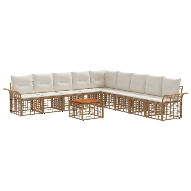vidaXL Outdoor-Sofagarnitur 10 Stk Natur und Cremweiß Polyester 3437706