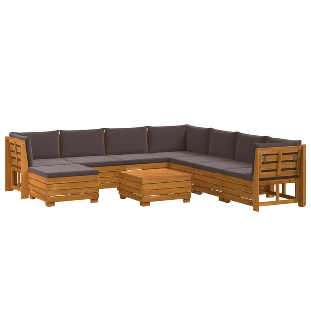 vidaXL Outdoor-Sofagarnitur mit Kissen 9 Stück Braun Massivholz Akazie 3403111