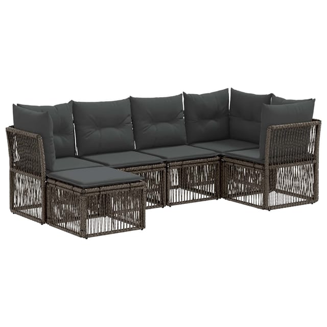 vidaXL Gartensofa-Set 6-Tlg Grau Poly-Rattan 3434291