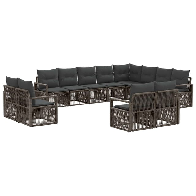 vidaXL Gartensofa-Set 12-Tlg Grau Poly-Rattan 3435887