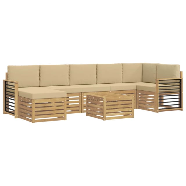 vidaXL Outdoor-Sofagarnitur 8 Stk Weiß und Beige 59 x 59 x 37 cm 3392248