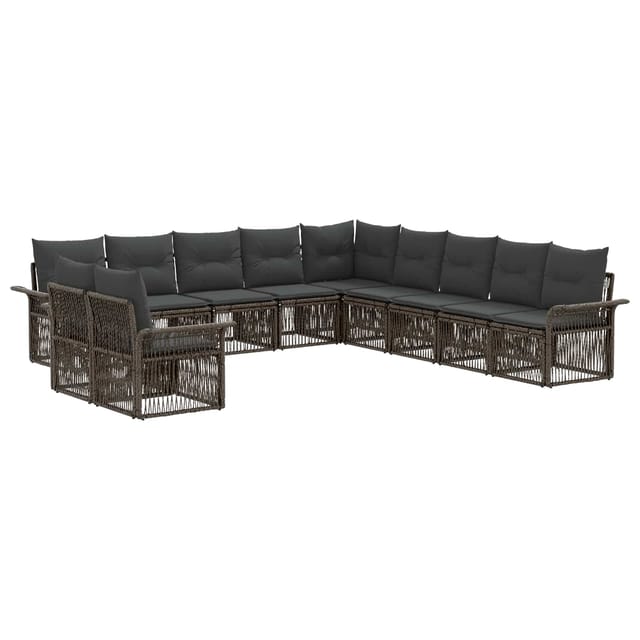 vidaXL Gartensofa-Set 11-Tlg Grau Poly-Rattan 3434882