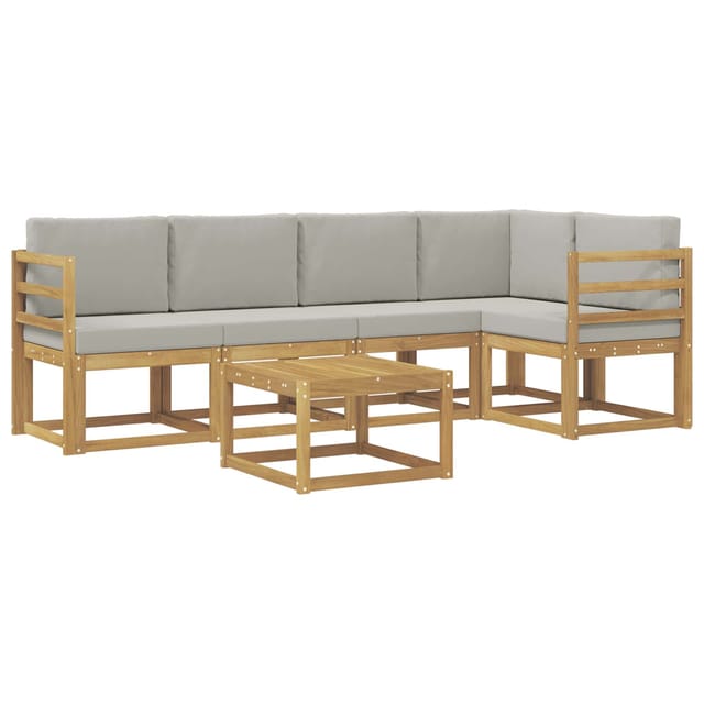 vidaXL Outdoor-Sofagarnitur 6-Tlg Weiß und Hellgrau 3387650