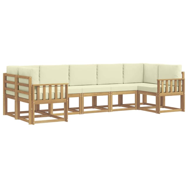 vidaXL Outdoor-Sofagarnitur mit Kissen 7-Tlg Weiß und Creme 3388149