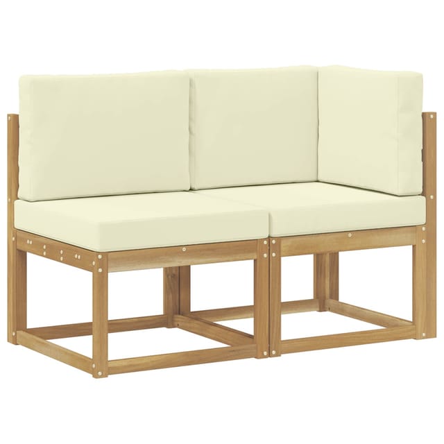 vidaXL Outdoor Mittel- und Ecksofa 2 Stück Weiß Massivholz Akazie 901473