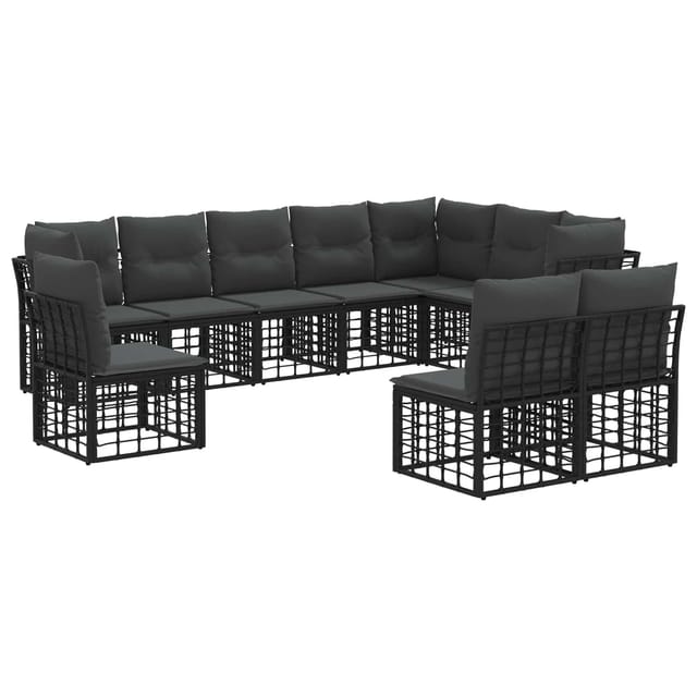 vidaXL Outdoor-Sofagarnitur Schwarz Polyester 3437491