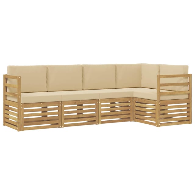 vidaXL Outdoor-Sofagarnitur 5 Stk Weiß und Beige 245 x 126,5 x 73 cm 3391818