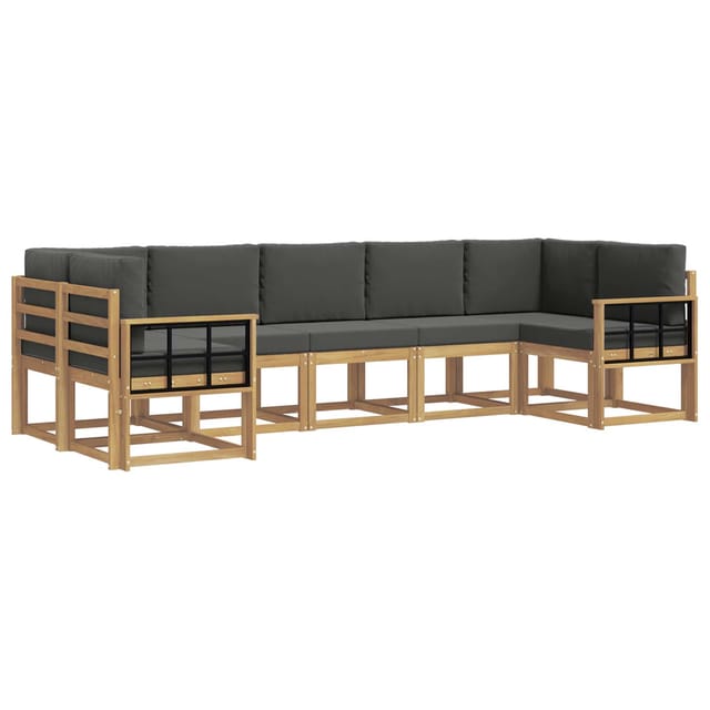 vidaXL Outdoor-Sofagarnitur mit Kissen 7-Tlg Weiß und Anthrazit 3388166