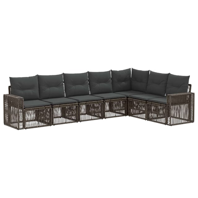 vidaXL Gartensofa-Set 7-Tlg Grau und Dunkelgrau Poly-Rattan 3435134