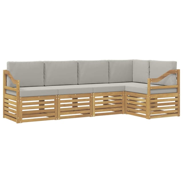 vidaXL Outdoor-Sofagarnitur 5 Stk Weiß und Hellgrau 3391851
