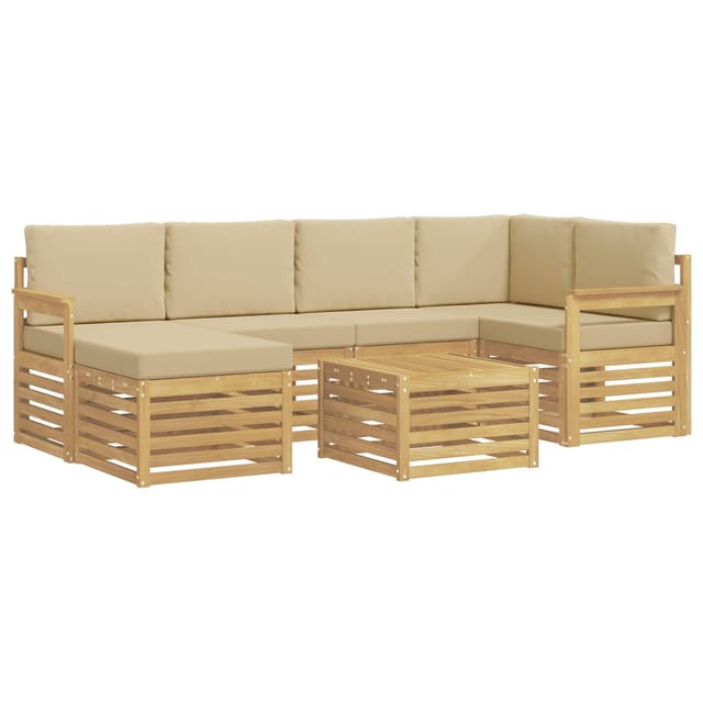 vidaXL Outdoor-Sofagarnitur 7-Tlg Weiß und Beige 59 x 59 x 37 cm 3392143