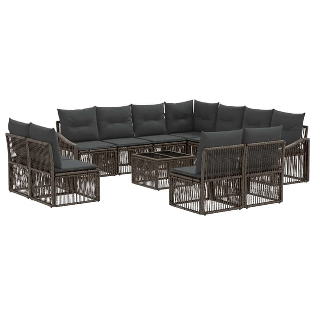 vidaXL Gartensofa-set 12 Stk Grau Poly-Rattan 3436043