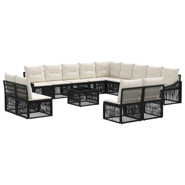 vidaXL Gartensofa-set 14 Stk Schwarz Poly-Rattan 3436171