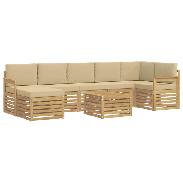vidaXL Outdoor-Sofagarnitur 7-Tlg Weiß und Beige 59 x 59 x 37 cm 3392223