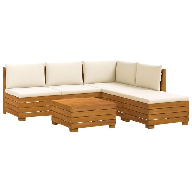 vidaXL Outdoor-Sofagarnitur mit Kissen 6 Stück Braun Massivholz Akazie 3403093