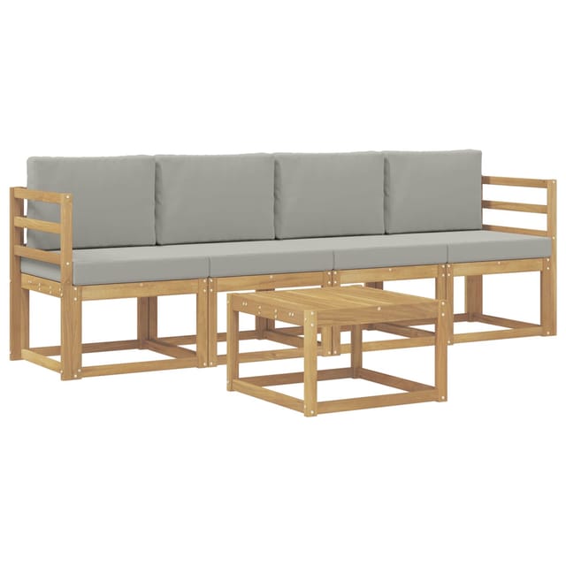 vidaXL Outdoor-Sofagarnitur 5-Tlg Weiß und Hellgrau 59 x 59 x 37 cm 3387195