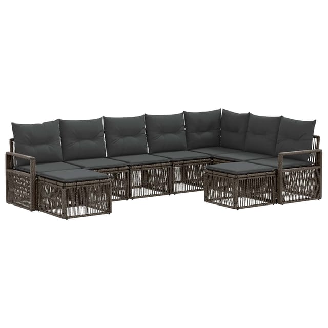 vidaXL Gartensofa-Set 9-Tlg Grau Poly-Rattan 3435899