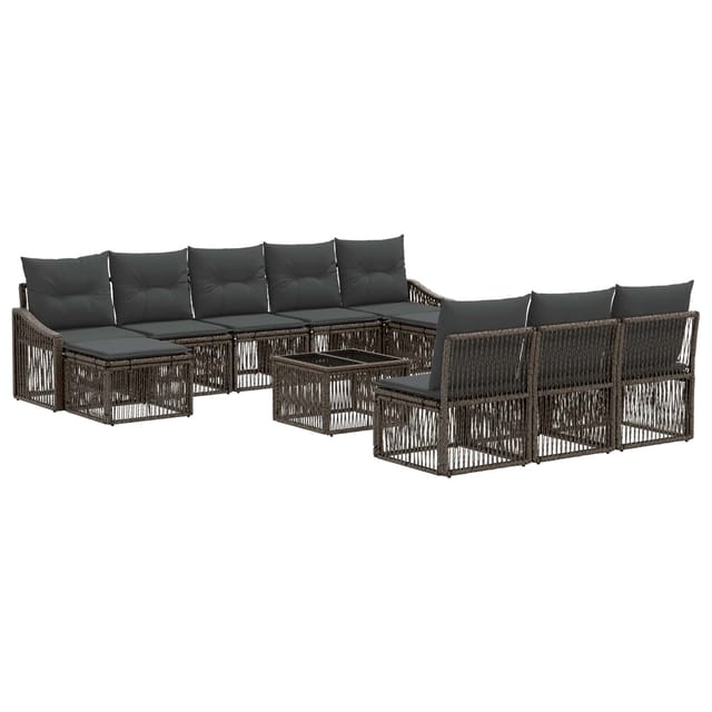 vidaXL Gartensofa-set 11 Stk Grau Poly-Rattan 3436130
