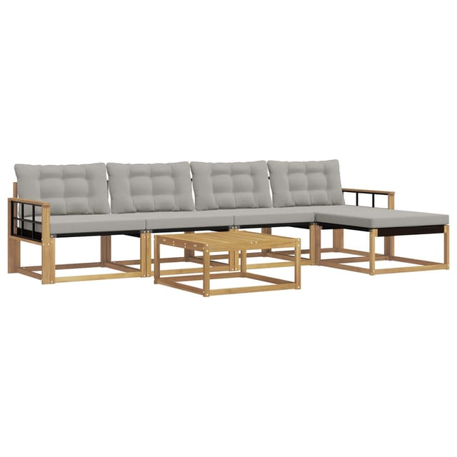 vidaXL Outdoor-Sofagarnitur 6-Tlg Weiß und Hellgrau 3388617