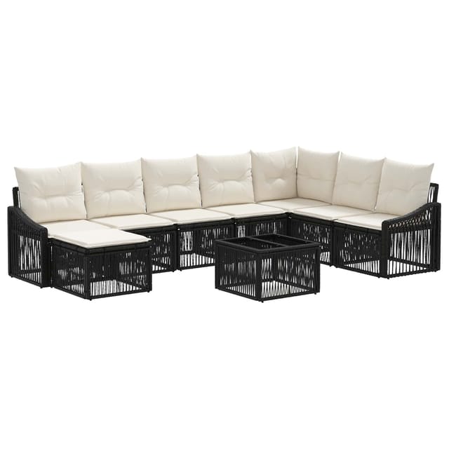 vidaXL Gartensofa-set 9 Stk Schwarz Poly-Rattan 3436099