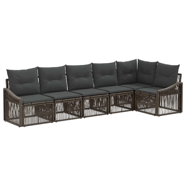 vidaXL Gartensofa-Set 6-Tlg Grau Poly-Rattan 3436010