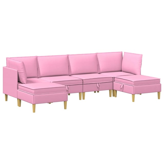 vidaXL Wohnzimmergarnitur mit Kissen mit Speicher 6 Stk Rosa Stoff 3413727