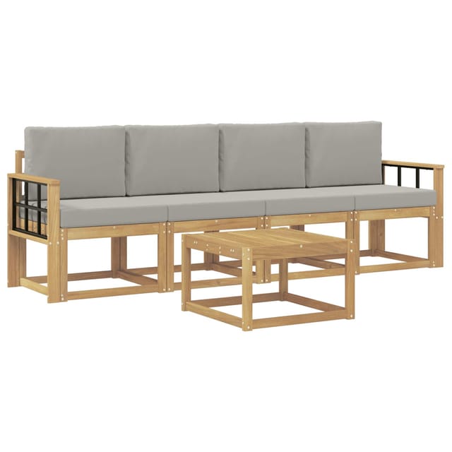 vidaXL Outdoor-Sofagarnitur 5-Tlg Weiß und Hellgrau 59 x 59 x 37 cm 3387220