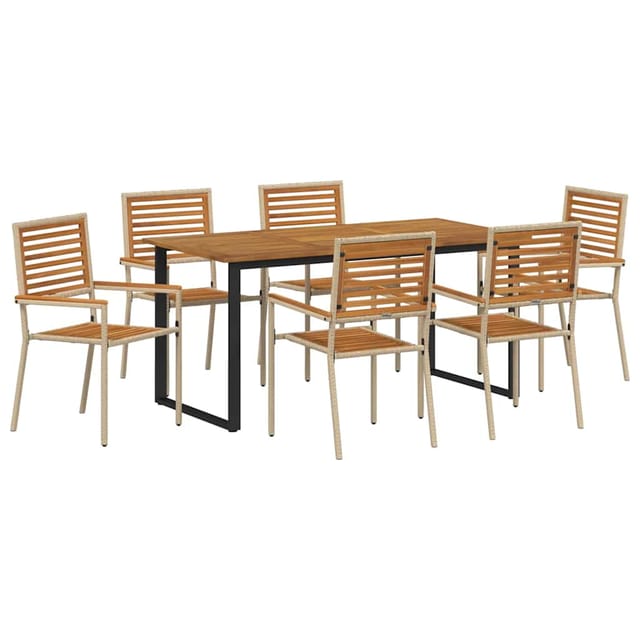 vidaXL Garten Essgruppe 7-Tlg Beige Massivholz Akazie 3365462