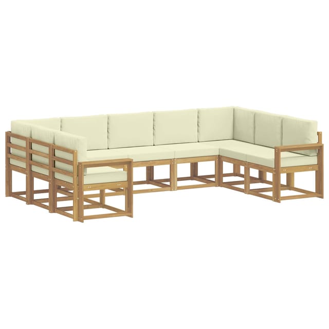 vidaXL Outdoor-Sofagarnitur mit Kissen 9-Tlg Weiß und Creme 3388224