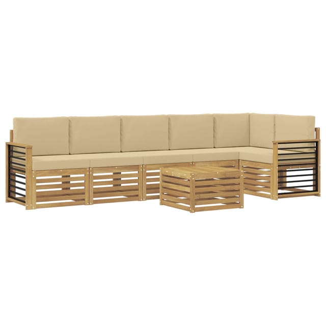 vidaXL Outdoor-Sofagarnitur 7 Stk Weiß und Beige 59 x 59 x 37 cm 3391968