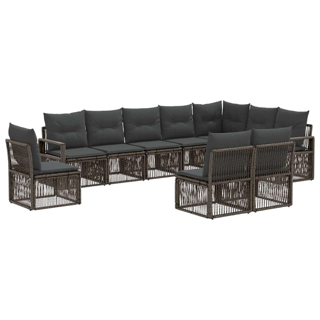 vidaXL Gartensofa-Set 10-Tlg Grau Poly-Rattan 3435740