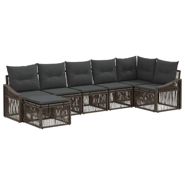 vidaXL Gartensofa-Set 7-Tlg Grau Poly-Rattan 3436079