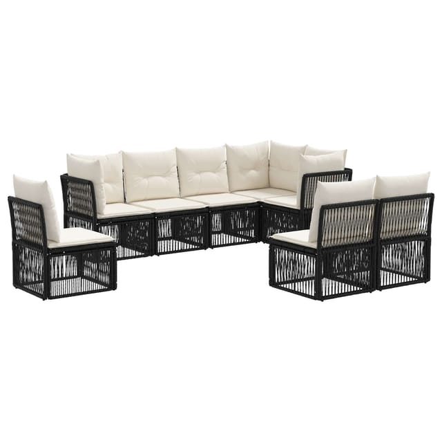 vidaXL Gartensofa-Set 8-Tlg Schwarz Poly-Rattan 3434239