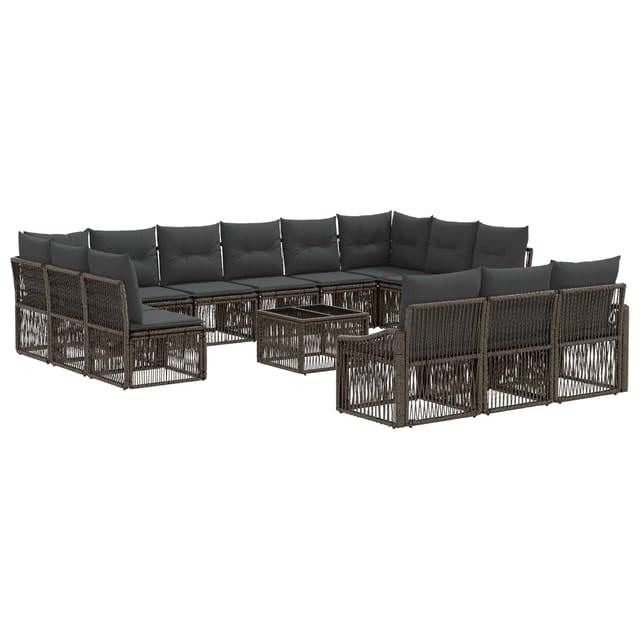 vidaXL Gartensofa-set 14 Stk Grau Poly-Rattan 3436160