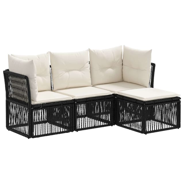 vidaXL Gartensofa-Set 4-Tlg Schwarz Poly-Rattan 3434197
